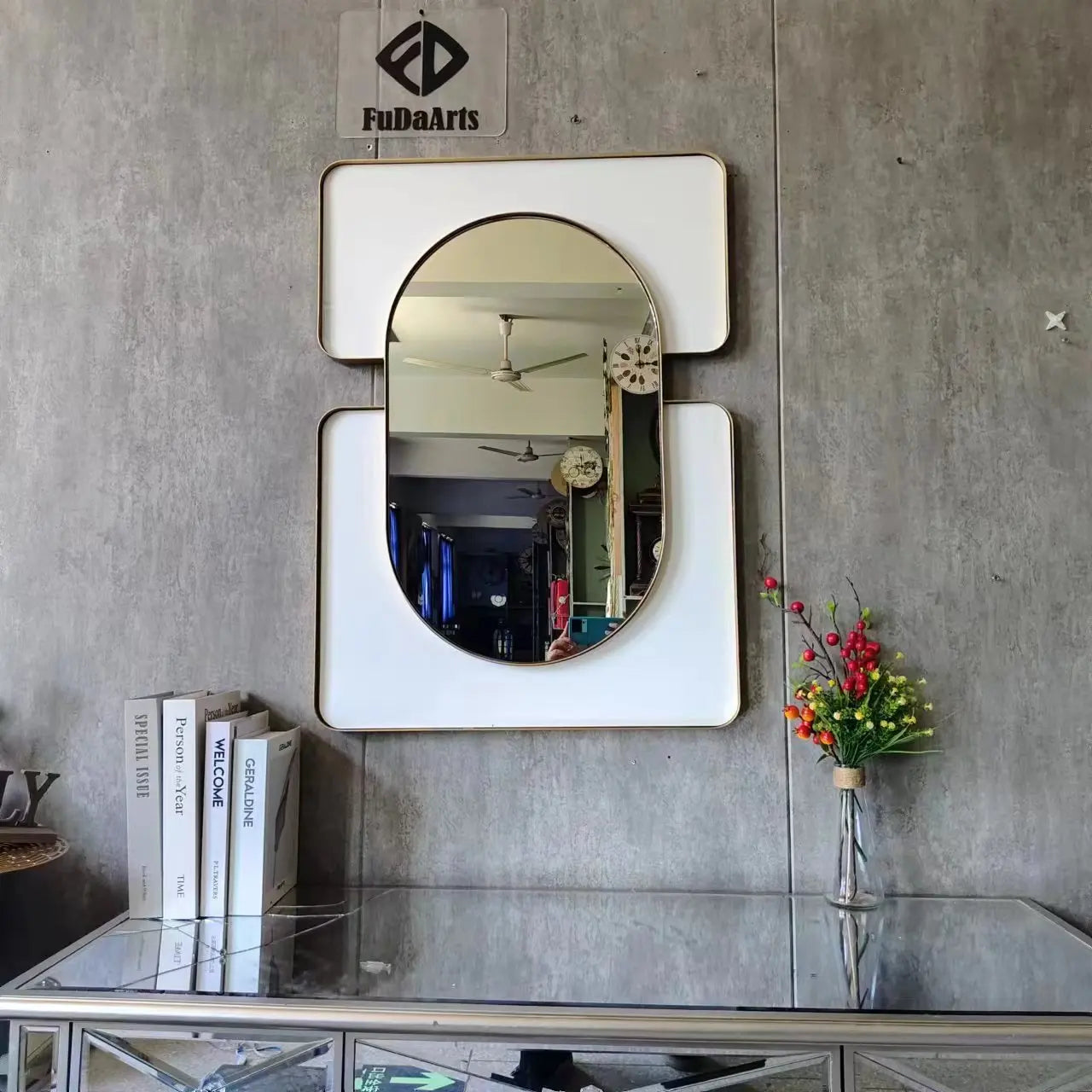 80x60CM Factory Price Large Modern Gold Metal Frame Wall Art Living Room Home Decor Hanging Mirror for Sale Dropshipping DDP