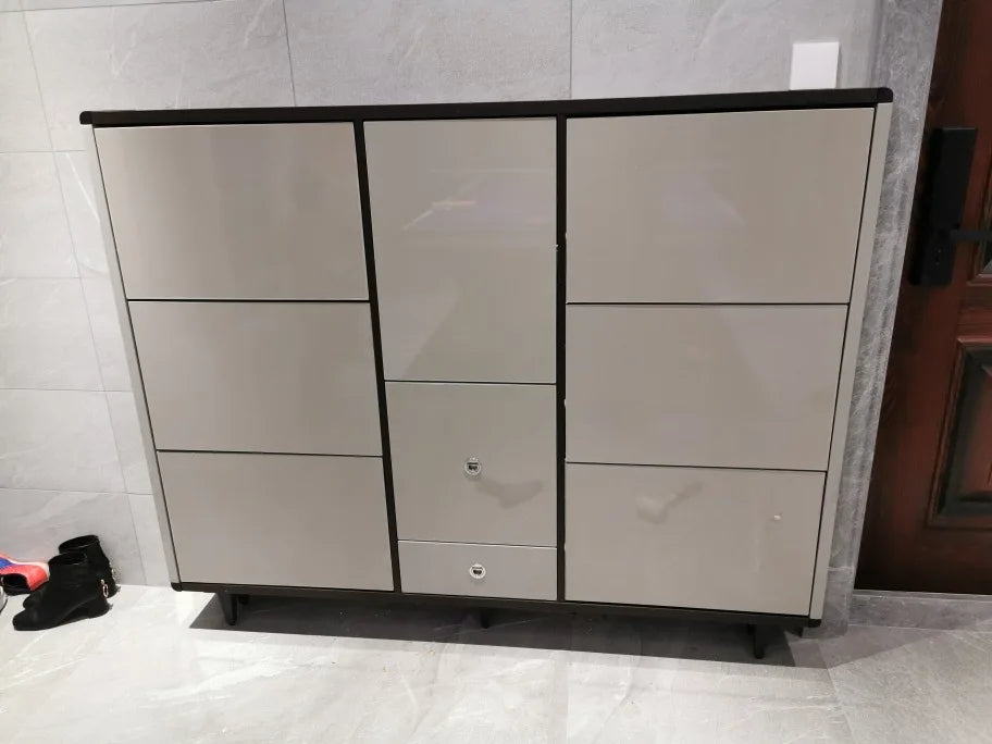 Modern Light Luxury Paint with Stool Tipping Bucket Narrow Shoe Cabinet