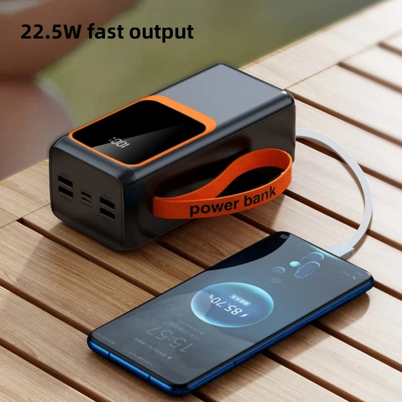 Large Capacity 50000mah 7 Port Output Power Banks Digital Display USB Type-C PD 22.5W Power Bank 50000mAh Portable Power Station