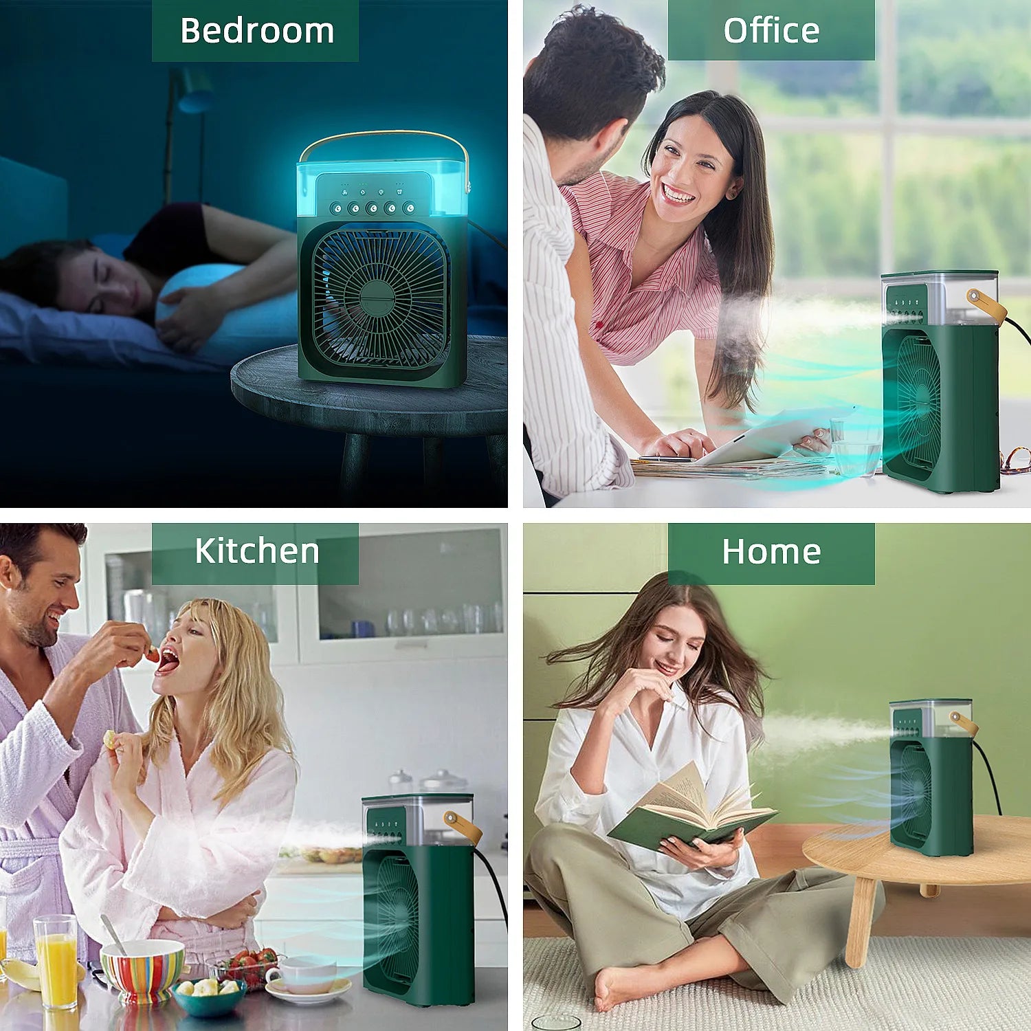 OEM Ingunar Portable Air Conditioners Fan, Air Cooler Humidifier Fan With 7 Colors LED Light Desktop Air Cooler Fan, Portatil