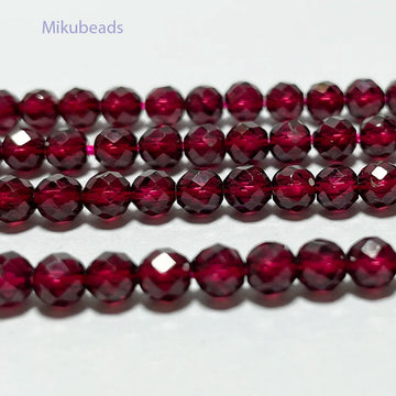 Natural AAA Brazil Red Garnet 4mm Faceted Round Beads Shinny Stone For Jewelry Making DIY Bracelet Necklace Strand Woman