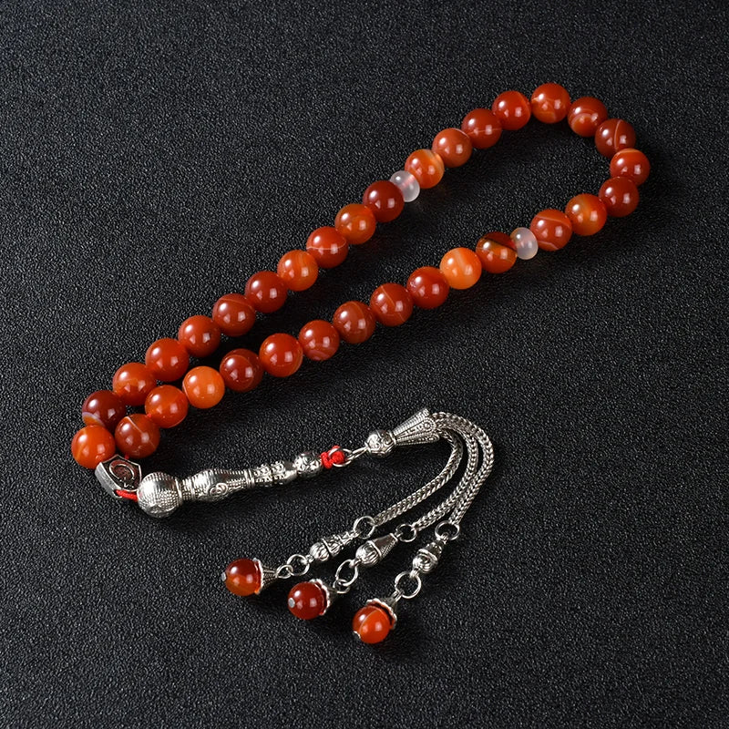Ys342 New Arrival Prayer Beads  Agate Stainless Steel Rosaries  of Tasbih Tasbeeh Fashion Muslim  Rosary Necklace