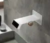 New Trend Wall Mounted Gun Gray Waterfall Lavatory Sink Smart Faucet Mixer Tap with Digital Temperature Display