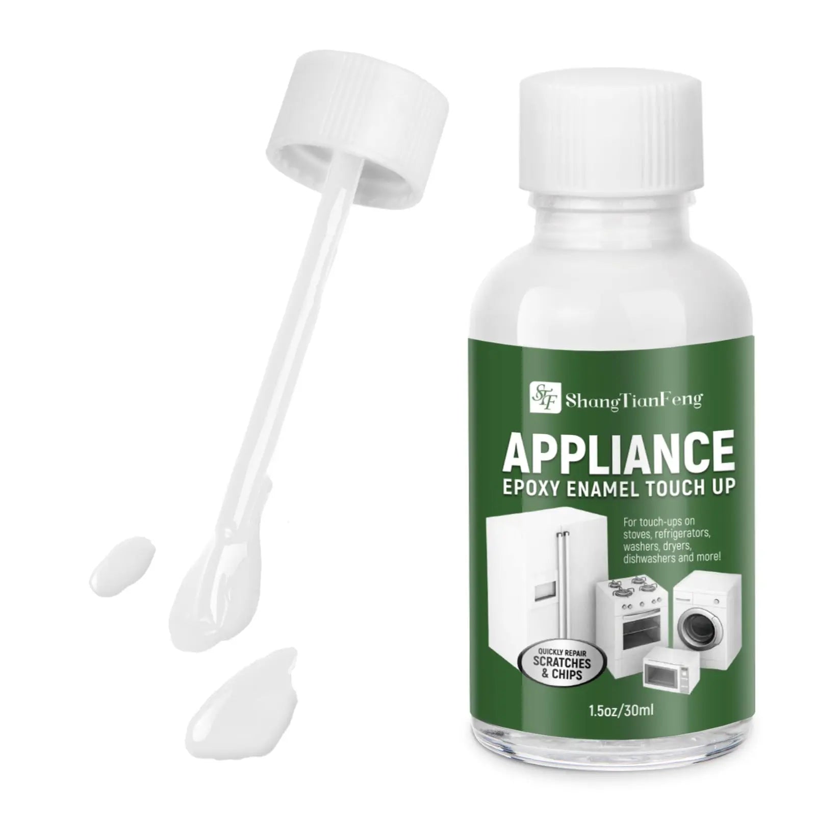 High-Gloss 1.5 Fl Oz White Touch Paint for Electrical Appliances Appliance Maintenance Washing Machine Microwave Oven Other