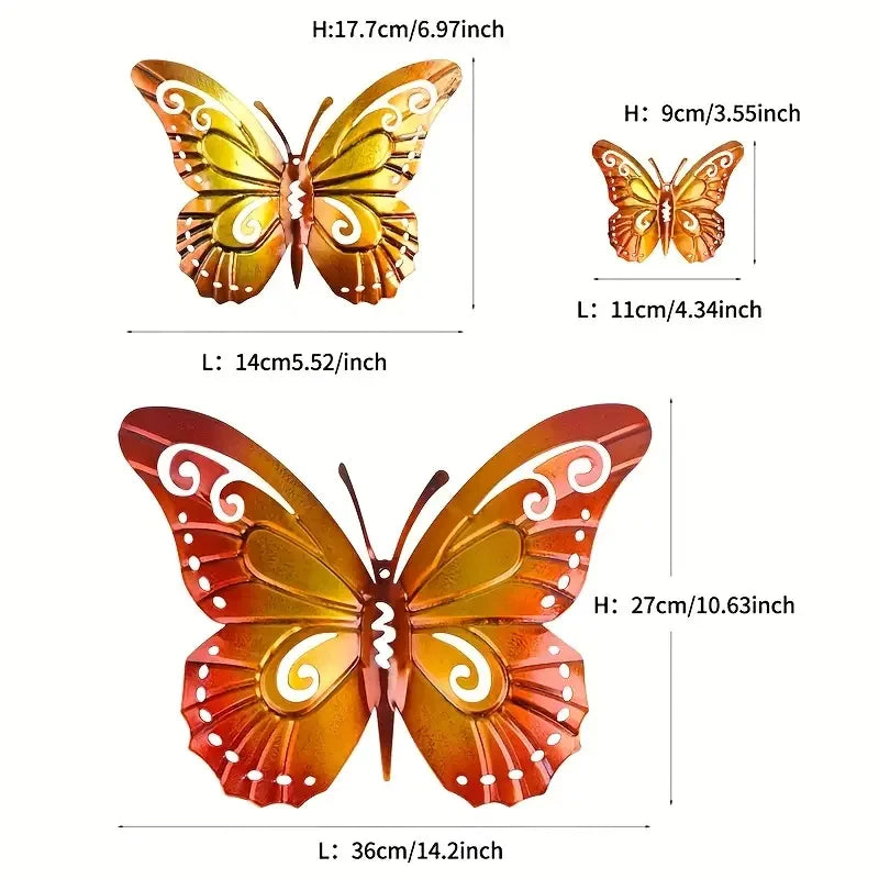 Metal Butterfly Wall Accents, Butterfly Wall Decor Sculpture Hang Outdoor Garden for Home, Bedroom, Living Room
