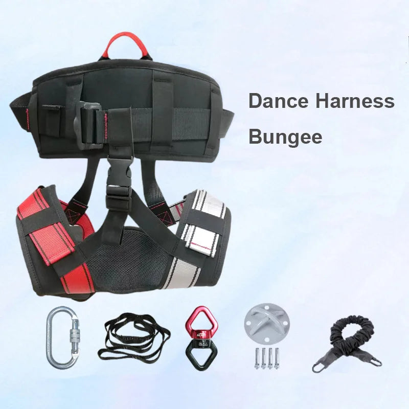 Full Set 50kg-150 Pounds Aerial Bungee Jumping Equipment Latex Bungee Cord Dance Fitness Resistance High Safety Eco-Friendly