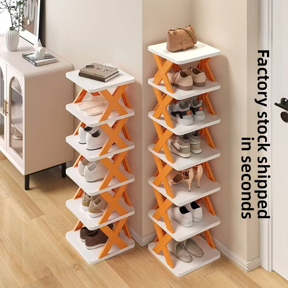 Modern Home Shoes Cabinet Storage Bedroom Storage Cabinet Space-saving Closet Shoe Rack 2-10 Layers Stackable Shoe Rack