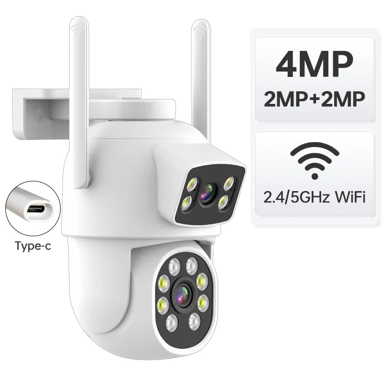 New Arrival Smart Security Network Camera Night Vision Dual Lens Design 4MP HD Resolution CCTV WiFi Camera