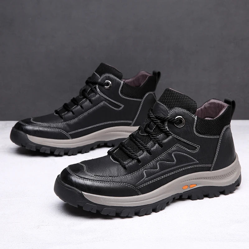 High Quality Men Genuine Leather Shoes Outdoor Casual Shoes Warm Waterproof Men's Trekking Sneakers Outdoor Men Hiking Shoes
