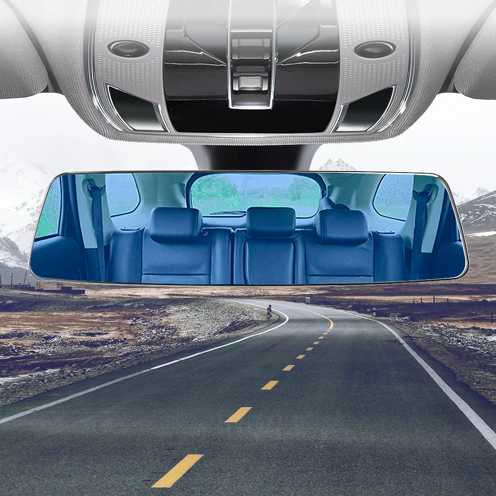 2.5D Full Screen HD Glass Anti-glare Wide-angle Blue Frameless Mirror Car Interior Rear View Mirror 3000R Micro Curvature Lens