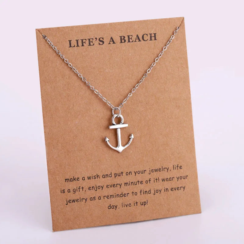 Summer Beach Ocean Jewelry Anchor Fish Shell Sand Dollar Shark Whale Starfish Seahorse Mermaid Wave Sea Turtle Collar Necklaces