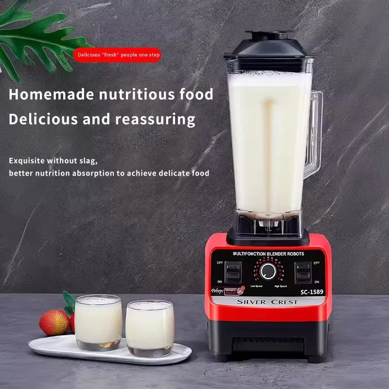 Electric Blender 4500W High Power Heavy Duty Commercial Blender Food Processor Ice Smoothies Kitchen Stationary Mixer