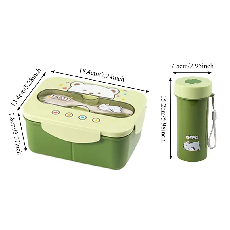 Microwave Safe Bento Box Food Grade Plastic Leak Proof Lunch Container With Cup Holder Office School Home Meal Prep Storage