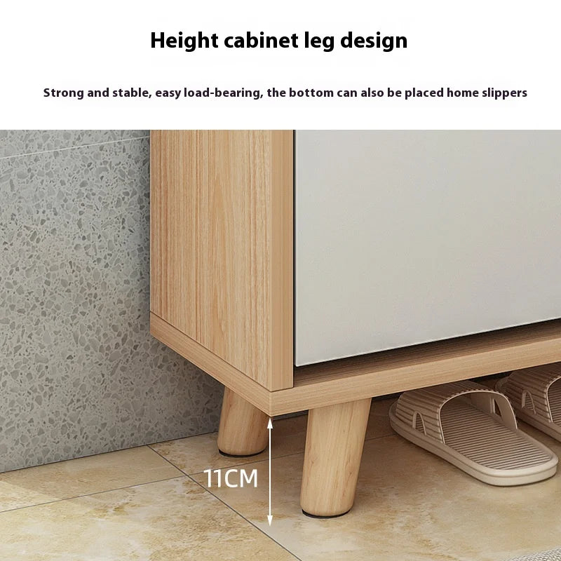 Modern Style Small Household Storage Wood Cabinet Space-Saving Shoe Rack for Door Porch Living Room Furniture