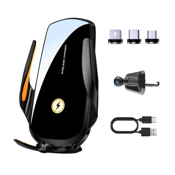New Fashion 15w Smart Sensor Car Mount Abs Car Phone Holder Wireless Charging Cell Phone Holder With Magnetic Charging Head