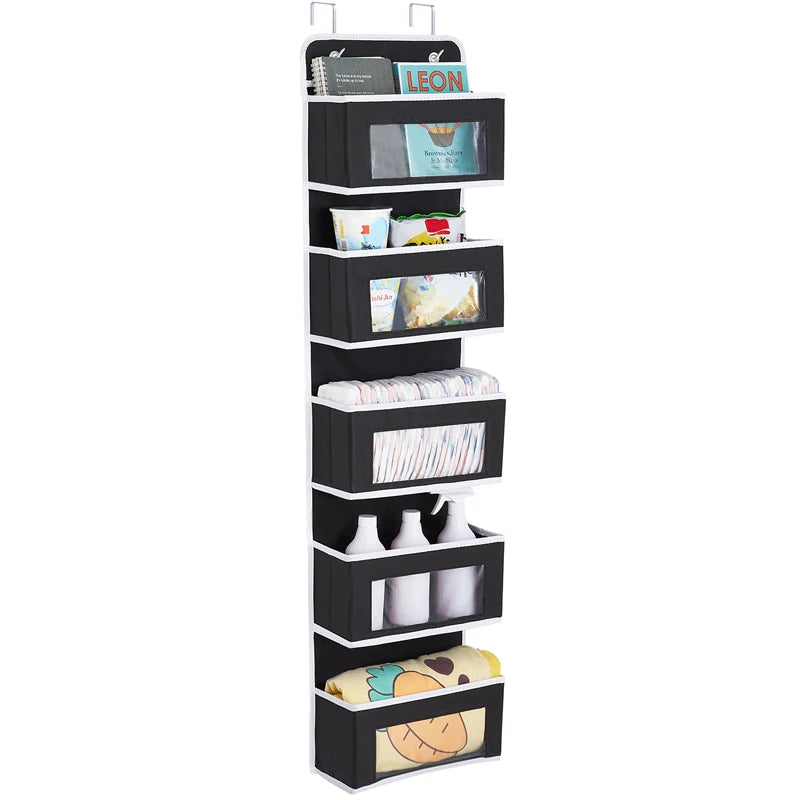 Foldable Wall Mount Hanging Organizer Storage over Door 5 Large Pockets for Toy and Stuffed Animal for Wardrobe Use