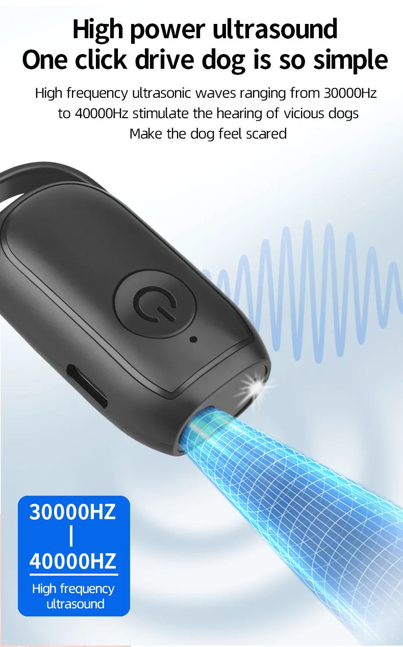 Handheld High-Frequency Dog Repellent ABS Material USB Rechargeable 120 DB Bark Control & Self-Defense Outdoor Gadget