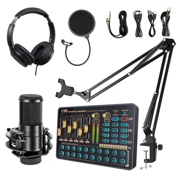 All in One Sound Card Titok Podcast Equipment Set V-H9 20 Sound Effects Sound Card for Broadcast Recording Streaming Gaming