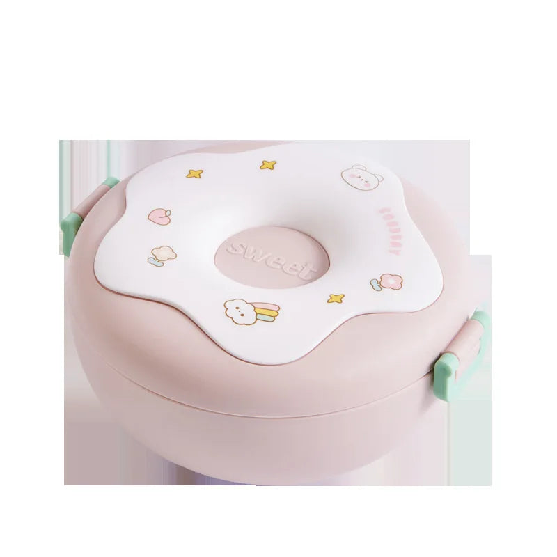 Hot Sale Cute Donut Insulated Lunch Box Microwave-Friendly Fruit Storage for Travel Camping Student Office Outdoor Picnic
