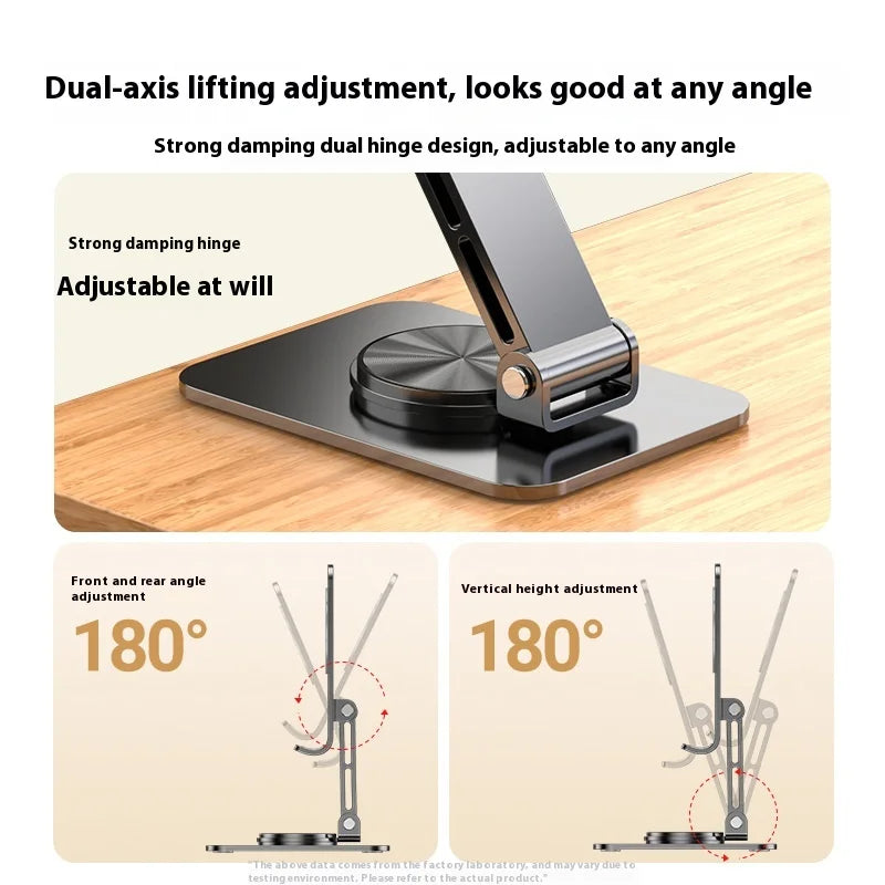 Portable Foldable Metal Phone Tablet Stand Rotatable Bottom Flexible Live Streaming Cooling Device Lazy Person's Desk Support