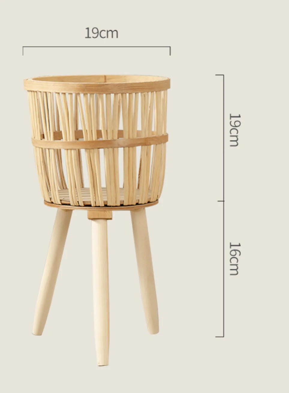 RTS Bamboo Woven Flower Pot Wood Plant Stand Wicker Rattan Plant Basket for Home Decor Balcony Living Room Functional Floor Vase