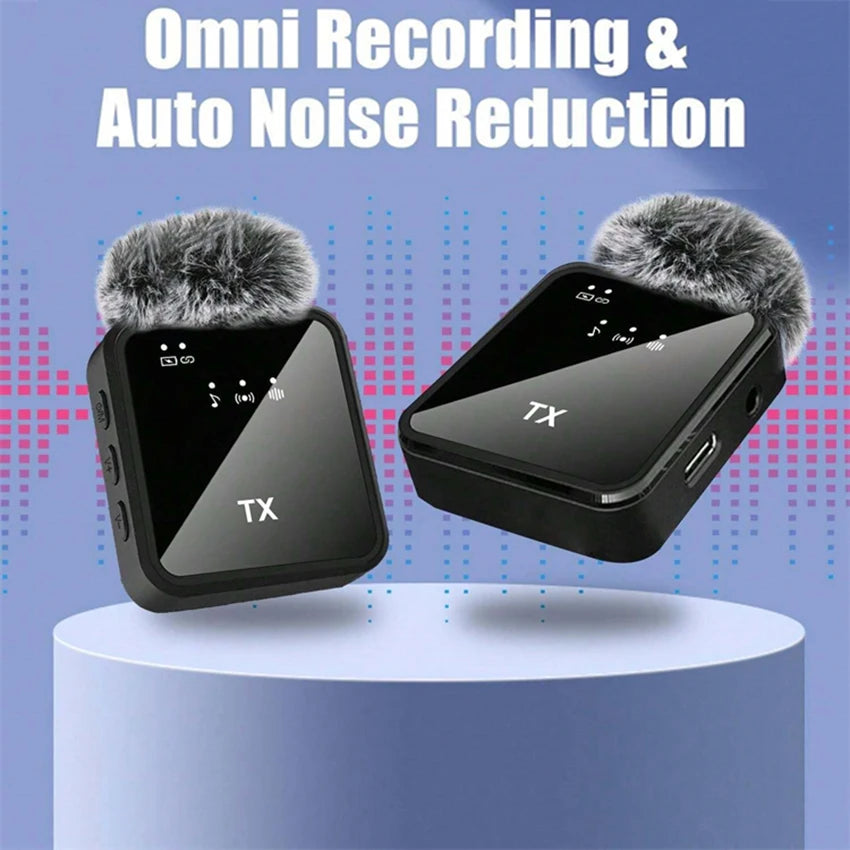 Portable Dual Mini Wireless Microphone 3 in 1 USB C MIC Noise Canceling Tiny Lavalier for Video Recording TikTok