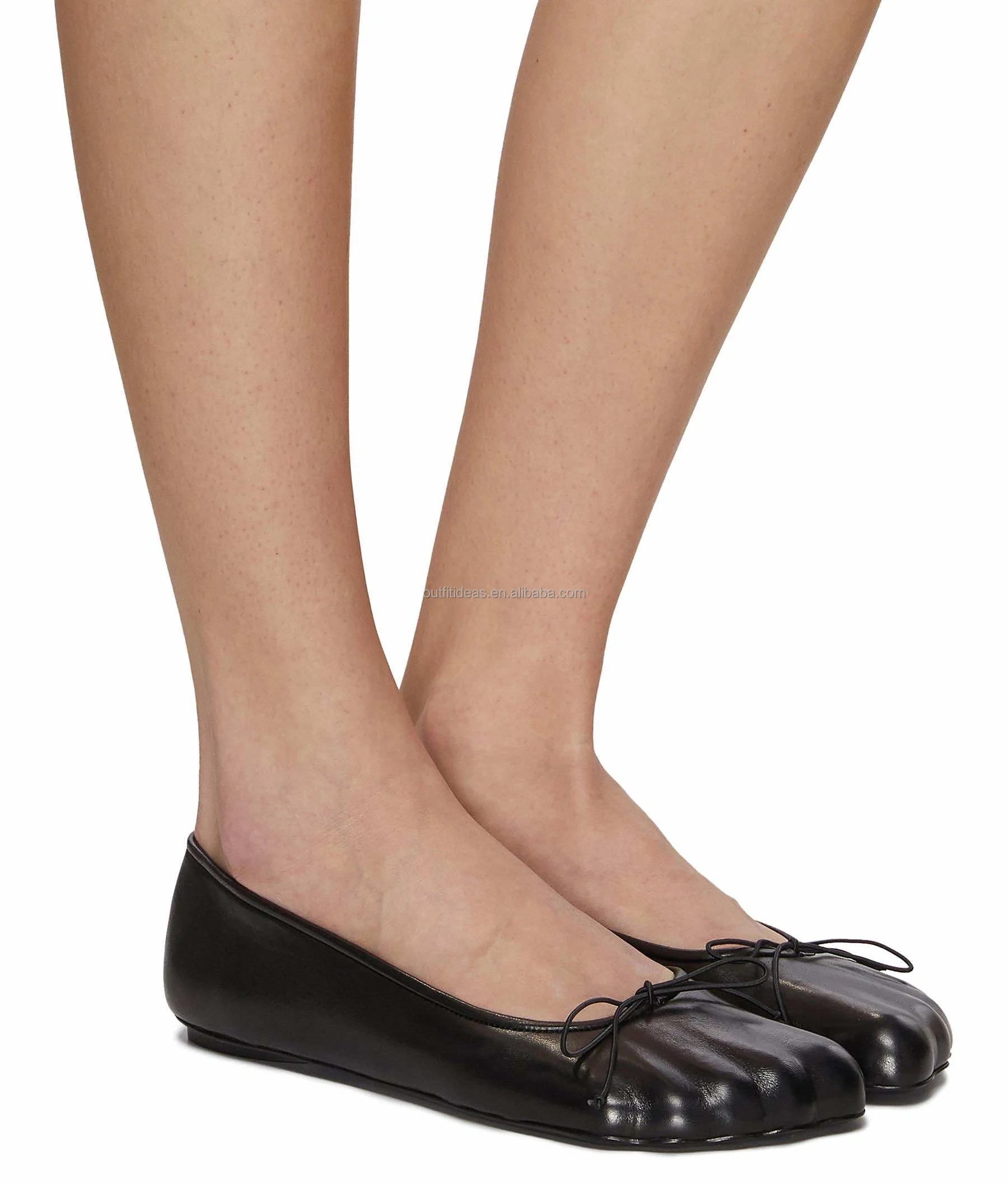 Five Finger Toe Original Ultra Modern Provocative Design Leather Fetish Ballerina Leather Flats Girls Bow Leather Ballet Flats