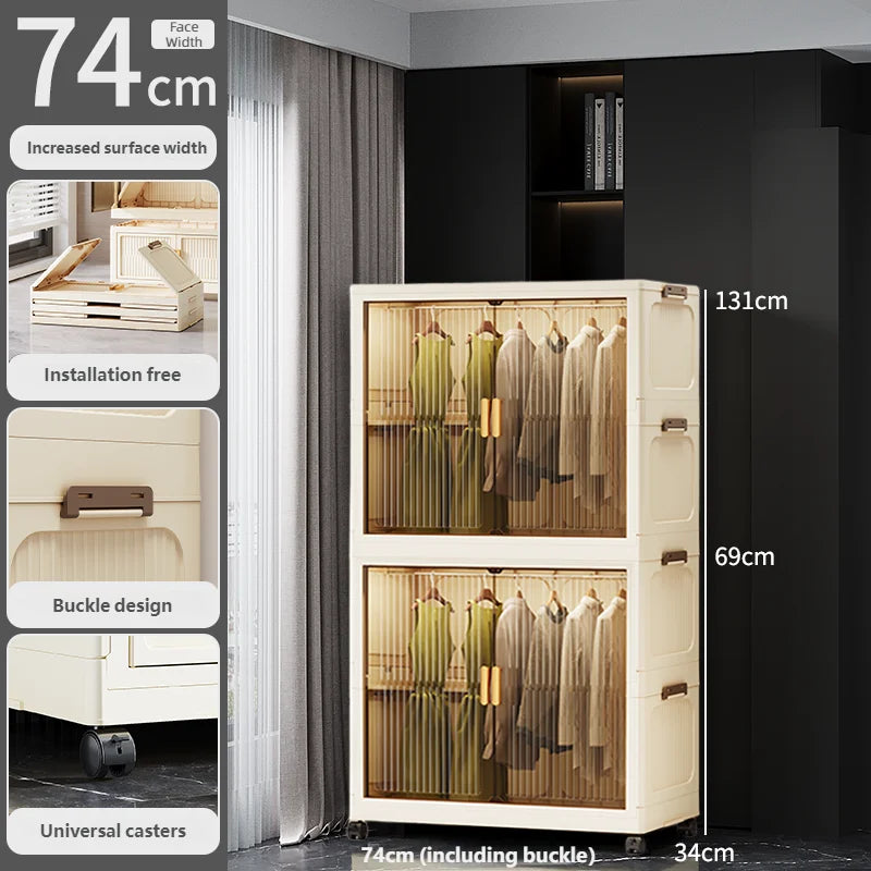55-85CM Multifunctional Wardrobe Thickened And Movable Cabinet Suitable For Organizing In Children'S And Babies' Bedrooms