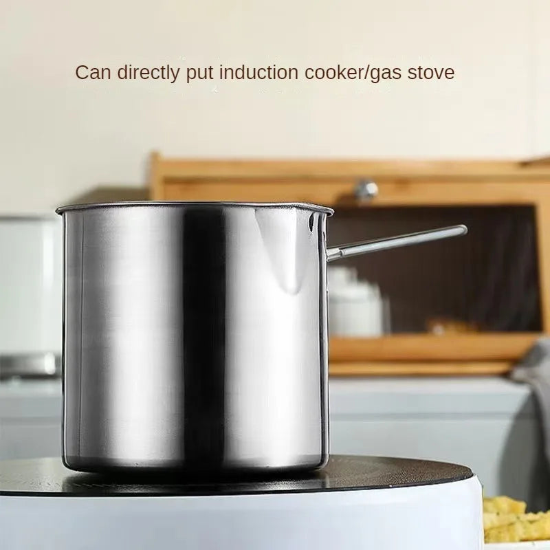 Stainless Steel Oil Fryer Frying Basket Household Tempura Mini Oil Pot Temperature Control Deep Pot Filter Kitchen Gadget