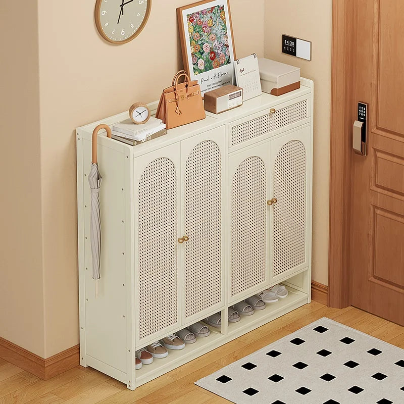 Modern Tall Standing Shoe Rack for Dormitories Apartments Space-Saving Multi-Layer Shoe Cabinet Dustproof Feature for Entryway