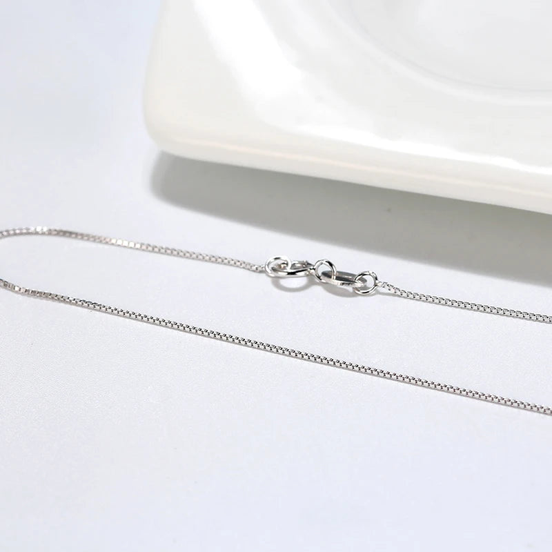 RINNTIN SC07 USA Local Stock Fine Jewelry 925 Sterling Silver Chain 0.6mm Rhodium Plated Box Chain for Necklace