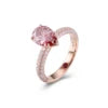 Fine Jewelry Rings Pear Cut pink Color 1 Cara Lab Diamond 18k Yellow Gold  Dainty Ring with Side Stones Ring for Woman Jewelry
