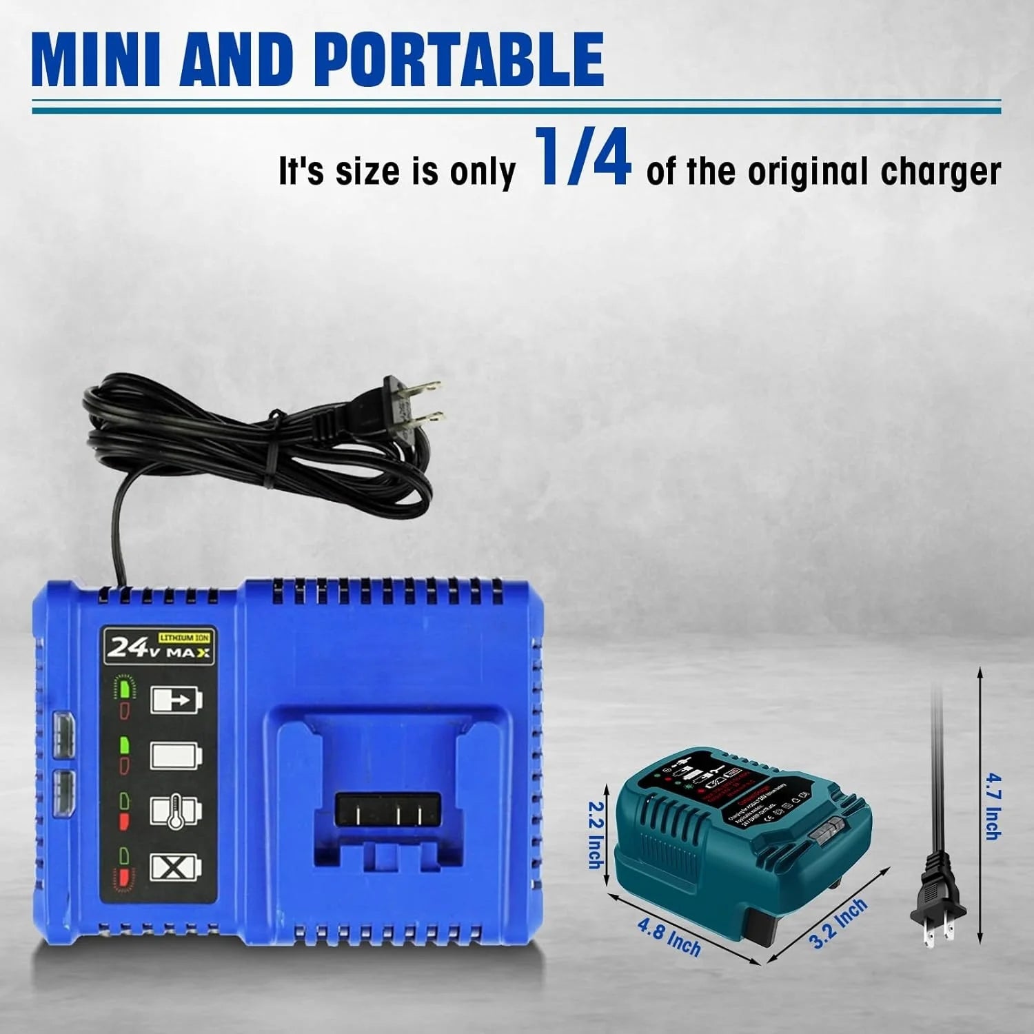 Fast Mini Charger Replacement for Kobalt 24V Battery Charger Compatible with Kobalt KB624-03 KB424-03 Series Power Tools Battery
