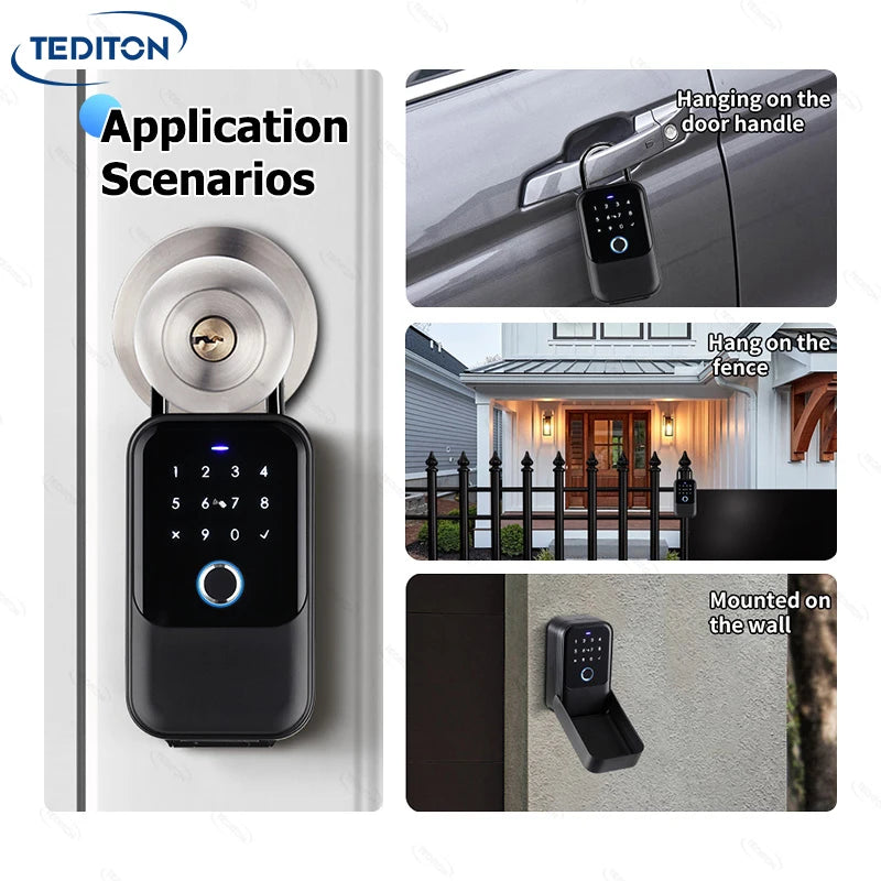 Tediton Portable Combination Wall Mount Masrer Lockbox Security Safe Box for Outside Outdoor Home Office Door Handle House Key