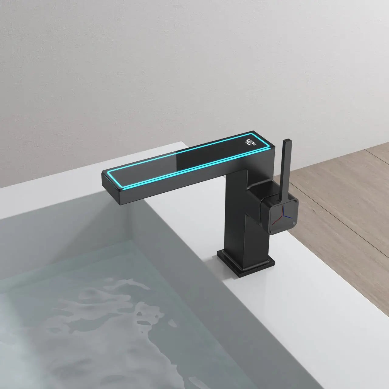 Modern LED White Brass Deck Mounted Electric Basin Single-Hole Water Mixer Tap Digital Temperature Display for Bedroom Bathroom