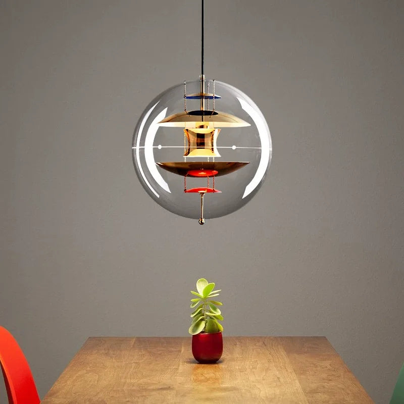 Danish Globe Spherical Planet Chandelier Designer Creative Stylish Art Decorative Planet Dining Table Lamp for Living AC Hanging