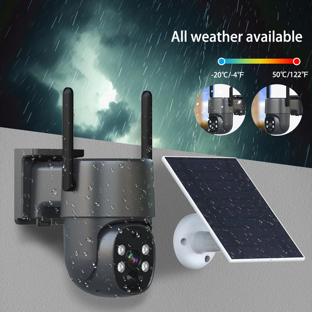 High Quality 4MP Wireless Ip Security Cctv Ptz Dome Camera PIR Human Detection Alarm 4G Sim Card Solar CCTV Camera