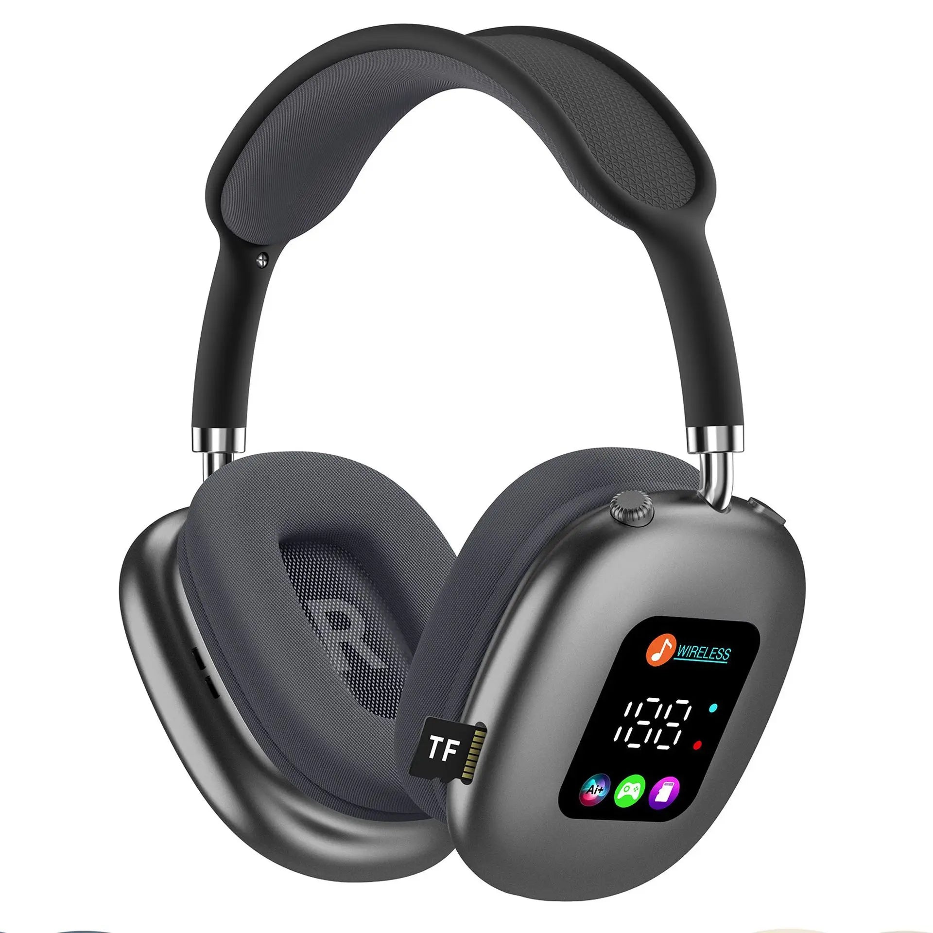 Factory Private Model Headband Dynamic Wireless Earphones RGB Lighting IPX5 Waterproof Screen On-ear & Over-ear Headphones