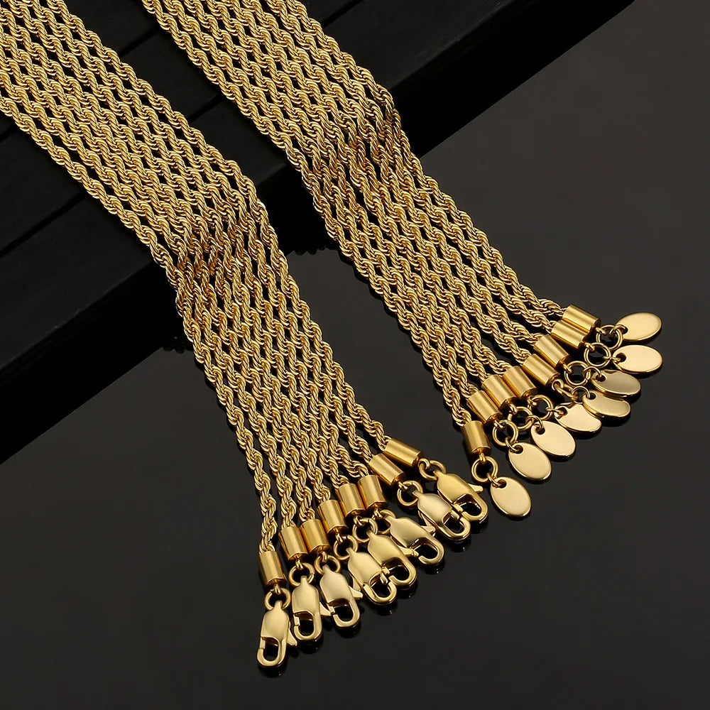 MEN Hip Hop Rope Link Chain PVD 18K Real Gold Plated Stainless Steel Jewelry Gifts Women 6MM Thick Woven Twisted Rope Bracelet