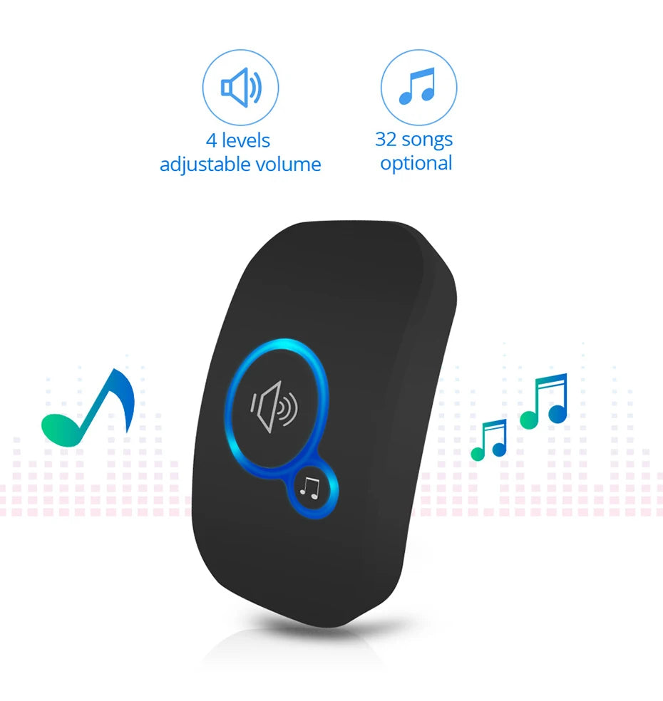 Fuers Wireless Smart Doorbell Home Security Alarm Welcome Doorbell LED Light 32 Songs with Waterproof Button easy Installation