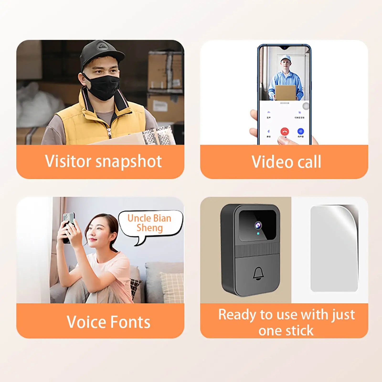 WiFi Outdoor Video Doorbell with Waterproof Battery Intercom Smart Life Wireless Doorbell Camera