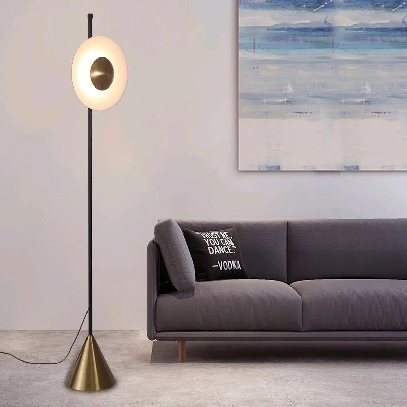 Nordic Minimalist Metal Floor Lamp H175cm Round Shade Living Room Bedroom Modern Luxury Hotel Industrial Chic Reading Lamp