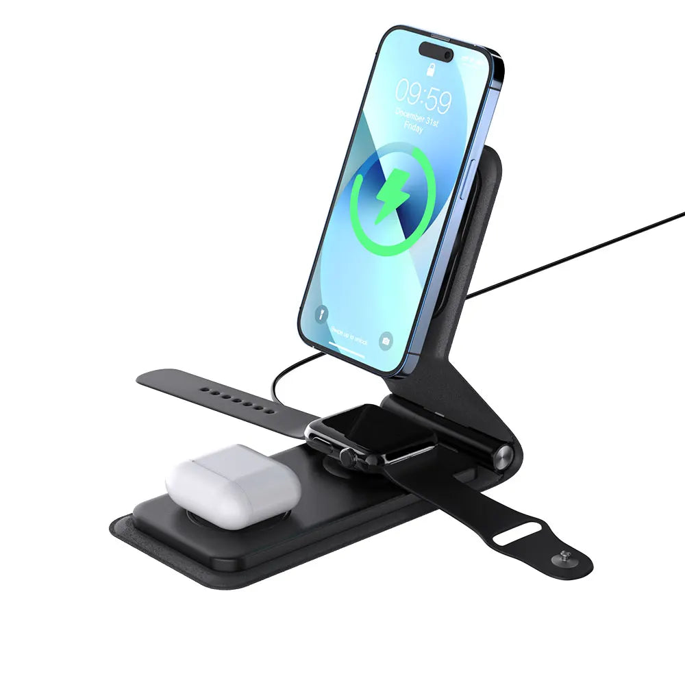3 in 1 Foldable Wireless Charger for iphone 16 15 14 Fast Wireless Chargers for Watch 9 8 Chargers Earphone Phone Station Custom