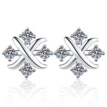 Women's Fashion Minimal Stud Earrings Shiny Moissanite Geometric Tiny Earring for Women Jewelry