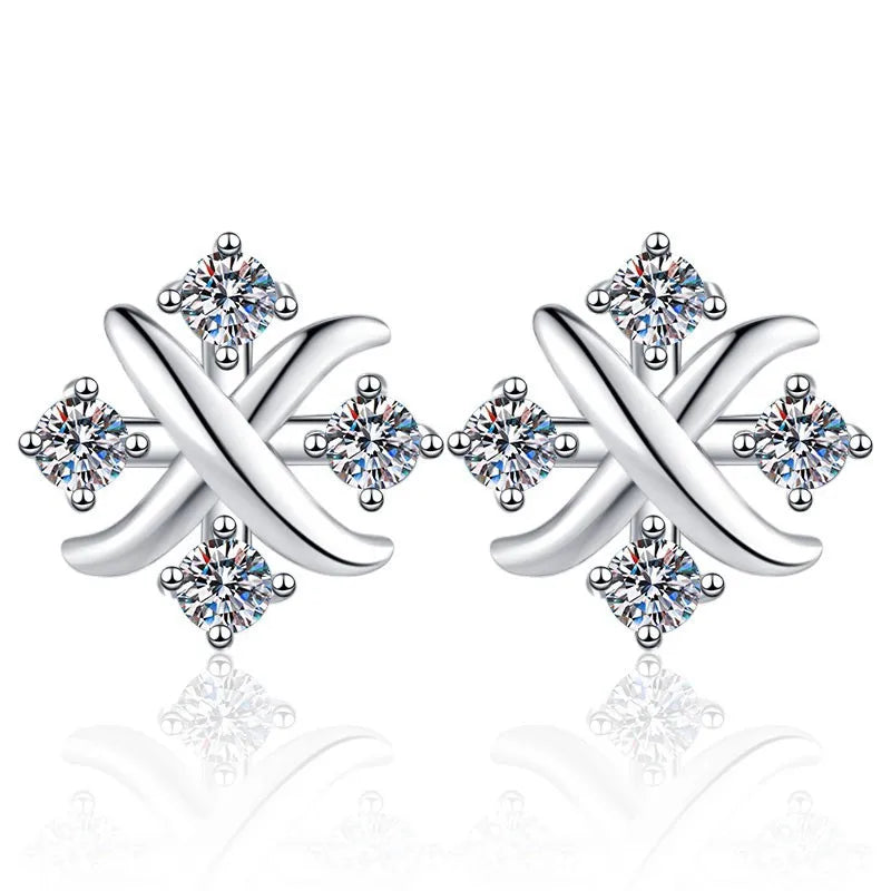 Women's Fashion Minimal Stud Earrings Shiny Moissanite Geometric Tiny Earring for Women Jewelry