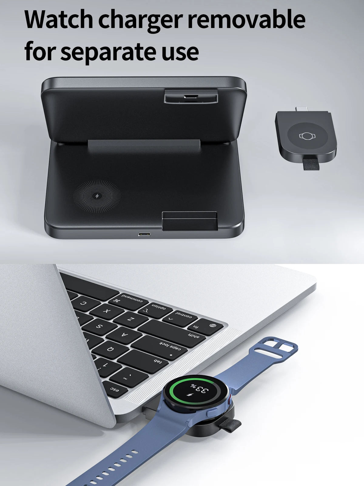 Desk 3 in 1 Wireless Charging Holder Induction 15W Wireless Chargers for Sumsung Dual Coil Foldable Wireless Charger Stand