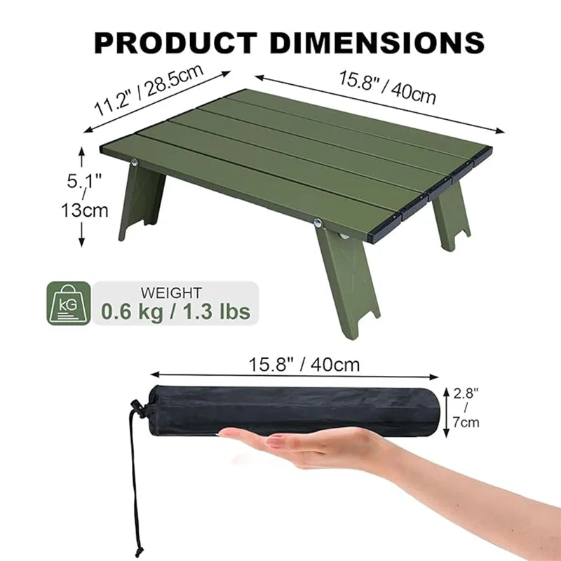 Ultralight Roll up Mini Aluminum Camp Picnic Table Foldable for Outdoor Hiking Camping Metal Table