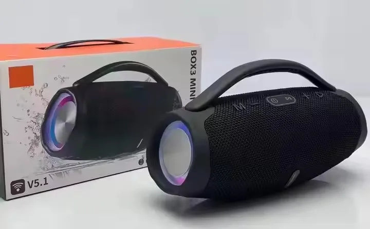 Mini Boombox3  LED Speaker 10W Bass With Handle Portable Wireless Music Player Waterproof Column Outdoor Party Box Gift
