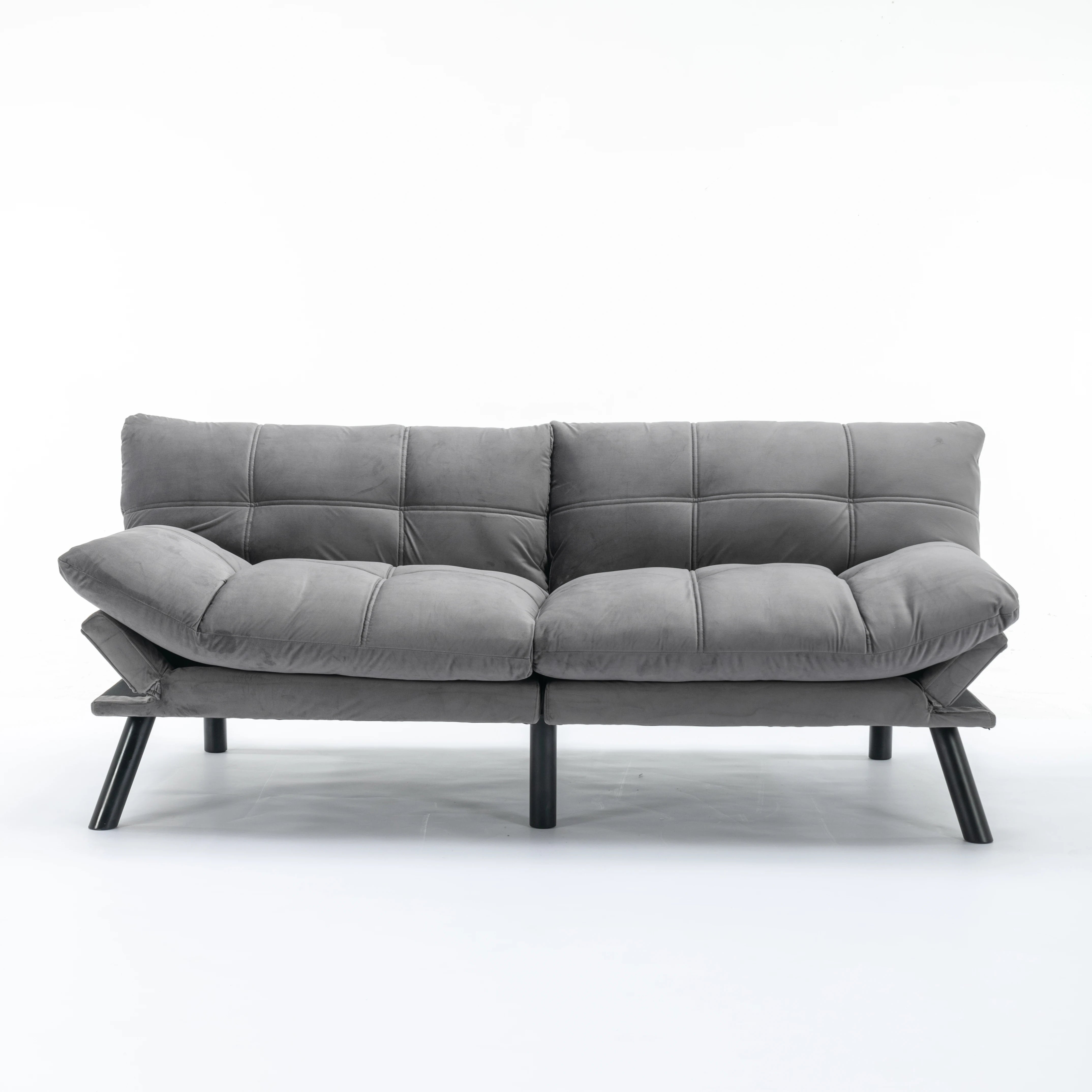 Convertible Folding Sofa Bed 2 Seater Modern Upholstered Sleeper Adjustable Armrests Backrest Space Saving Twin Sofa Apartment