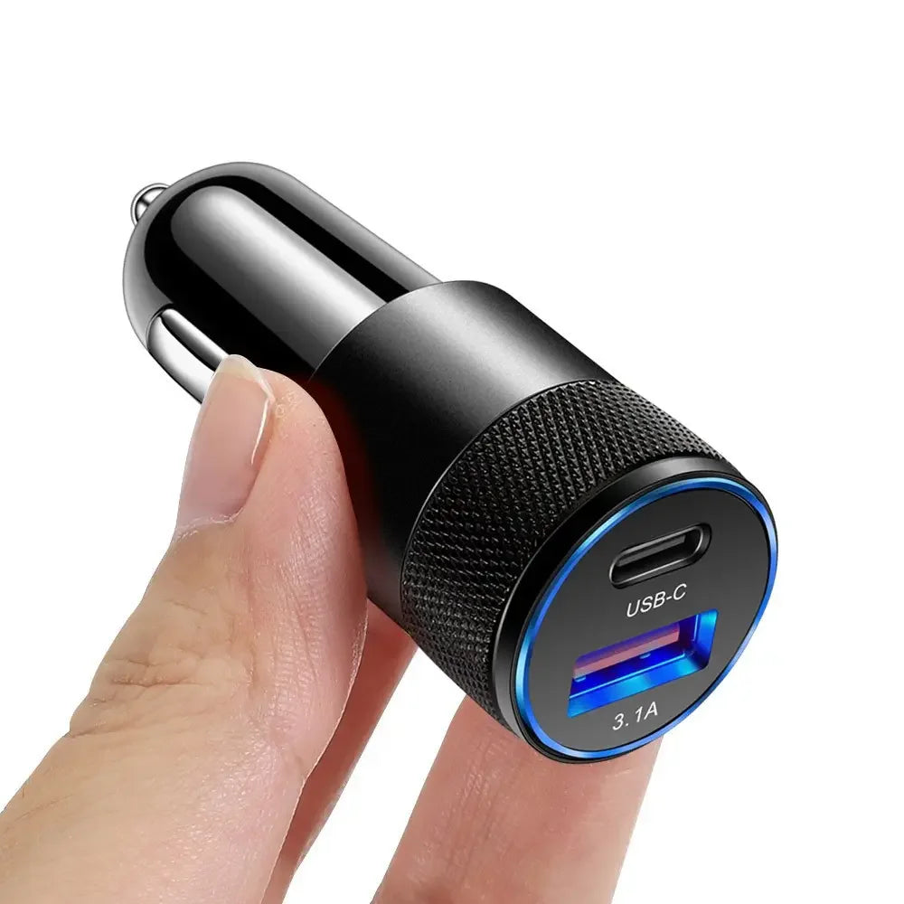 18W Mini USB Quick Car Charger 15W 3.1A Type C PD Dual Port Fast Charging Phone Car Socket Adapter